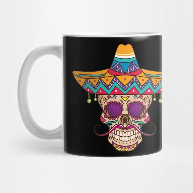 Title Mexican sugar skull with painting on the skull by Luxara